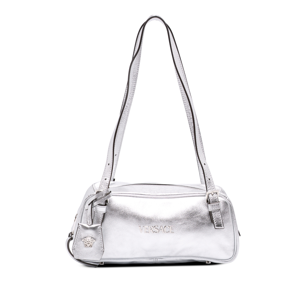 Pre-Loved Versace Metallic Leather Tag Bowling Bag